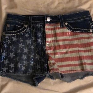 American Flag USA Jean Shorts
